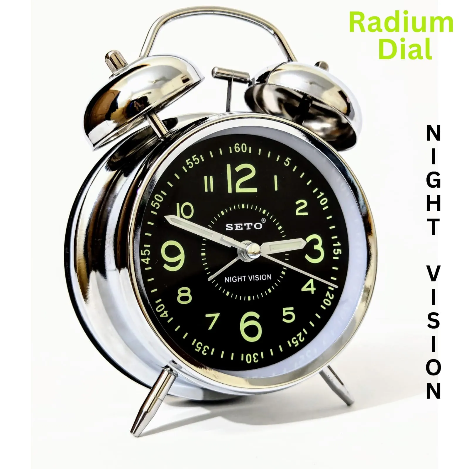 Super Loud Alarm Clock Metal Twin Bell Alarm Clock with Night Light Retro Bedside Clock Silent Table Desk Clocks for Home Bedroom