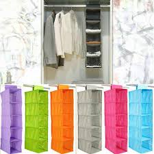 Closet Organizer Hanging Storage Bag Wardrobe Cloth Organizer 5/6 Layers Shelf Foldable Rack Shelves