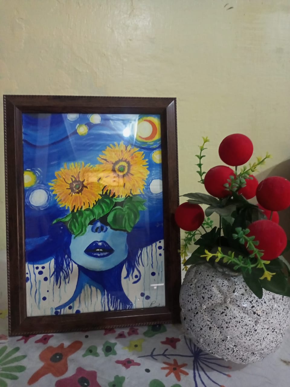 Beautiful hand made girl painting without frame