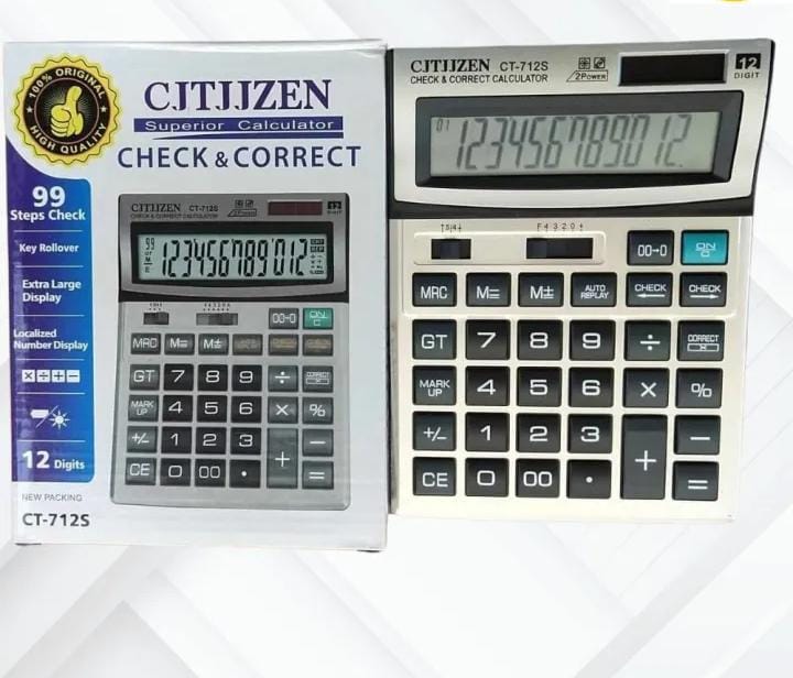 Gitizen CT-712s 12-Digit Solar-Powered Calculator with Power Backup