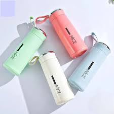 Water Bottles, Glass/Plastic 400 ML Water bottles, Sports water bottles Double walled Keeps Easy to carry for Walking Hiking, school water bottle, Multicolor (1 Piece) coffee mug