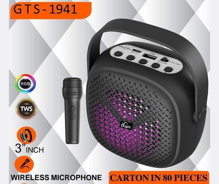 GTS-1941 Bluetooh Speaker with Wireless Microphone FM Radio Super Sound USB