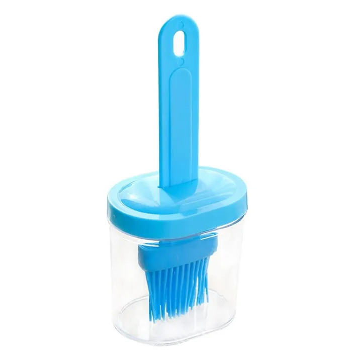 Silicone Oil Bottle Brush Set，Contains oil bottle and brush Barbecue Brush,Vinegar Oil Basting Pastry Brush for Cooking, Baking, BBQ Grill, Blue Red (No Color Choice) Random Color
