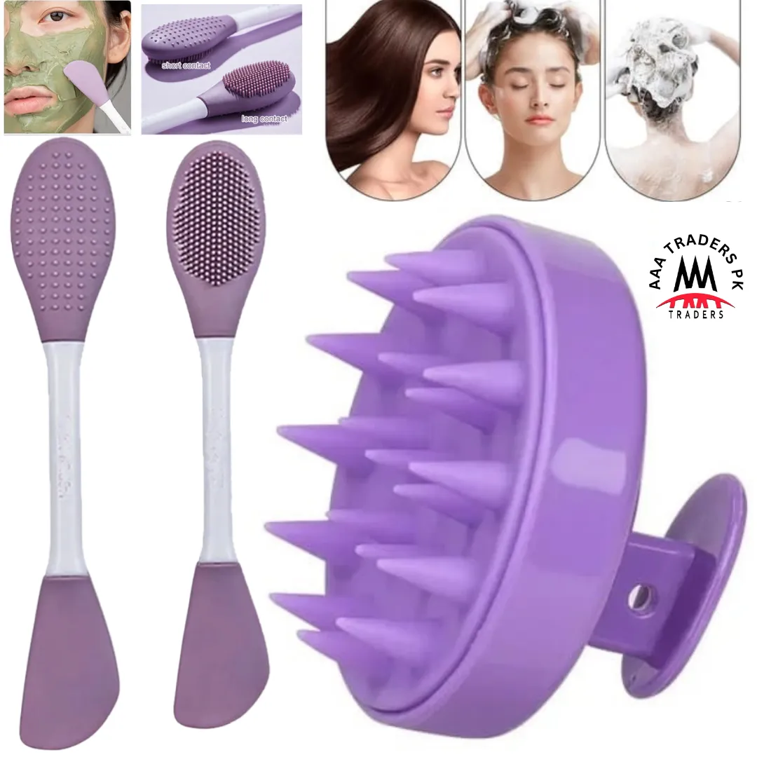 Silicone Double Head Mask Brush, Silicone Face Wash Brush, & Silicone Shampoo Brush Clean The Scalp , Mud Film Special Scraper Applicator, Facial Cleansing Brush, Cleaning Tool