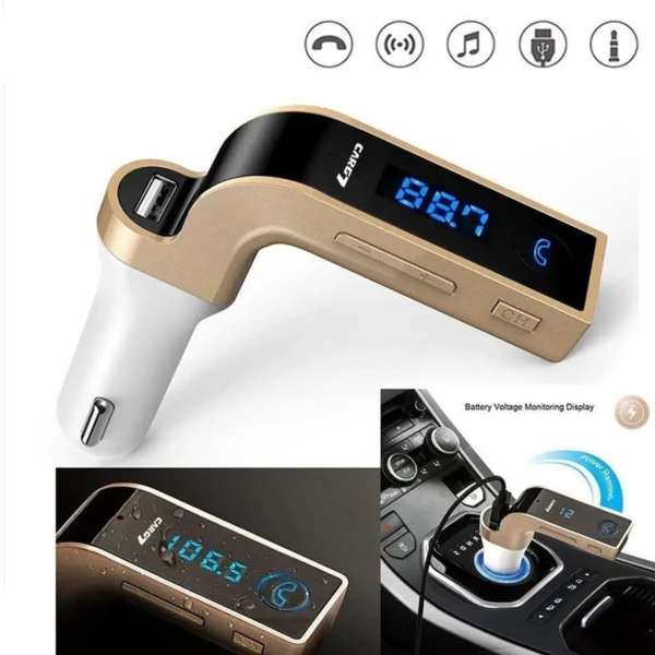 CARG7 4-in-1 USB Car Smartphone Charger Bluetooth FM Transmitter