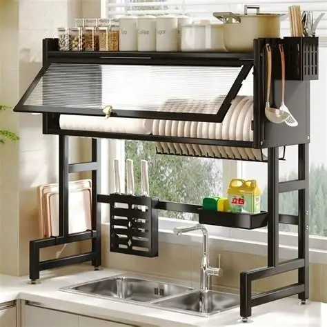 Heavy Duty Over Sink Kitchen Dish Rack – Imported Quality Steel Construction with Modern Space Saving Design