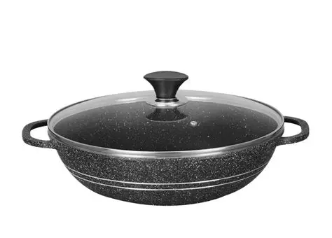 Original Sonex Die Cast Eden Karahi Ceramic Marble Coating with Glass Lid Non Stick Karahi Best Quality New Trending Product Random Color