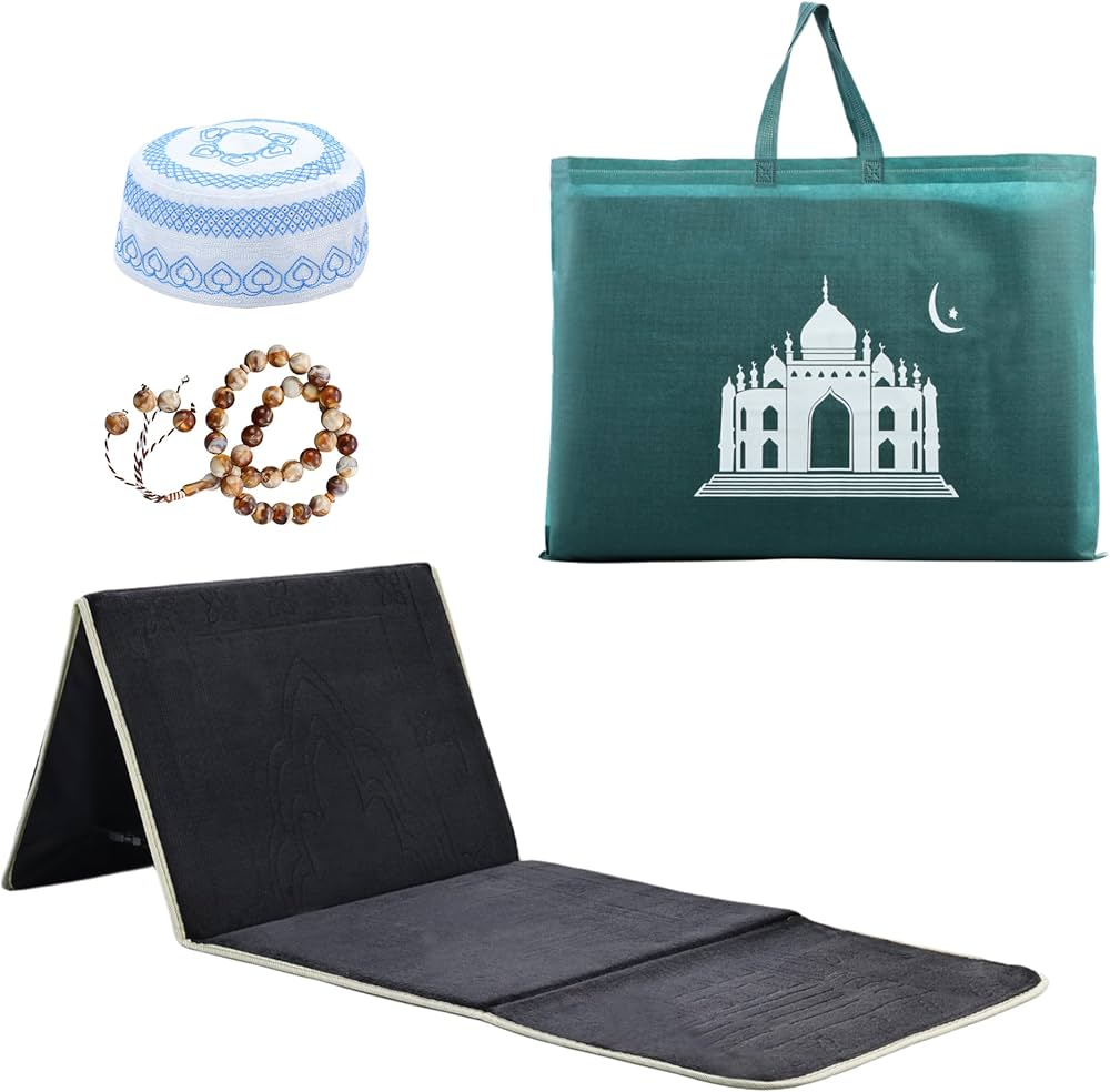 Foldable Prayer Rug with Back Support Chair | Portable Padded Salah