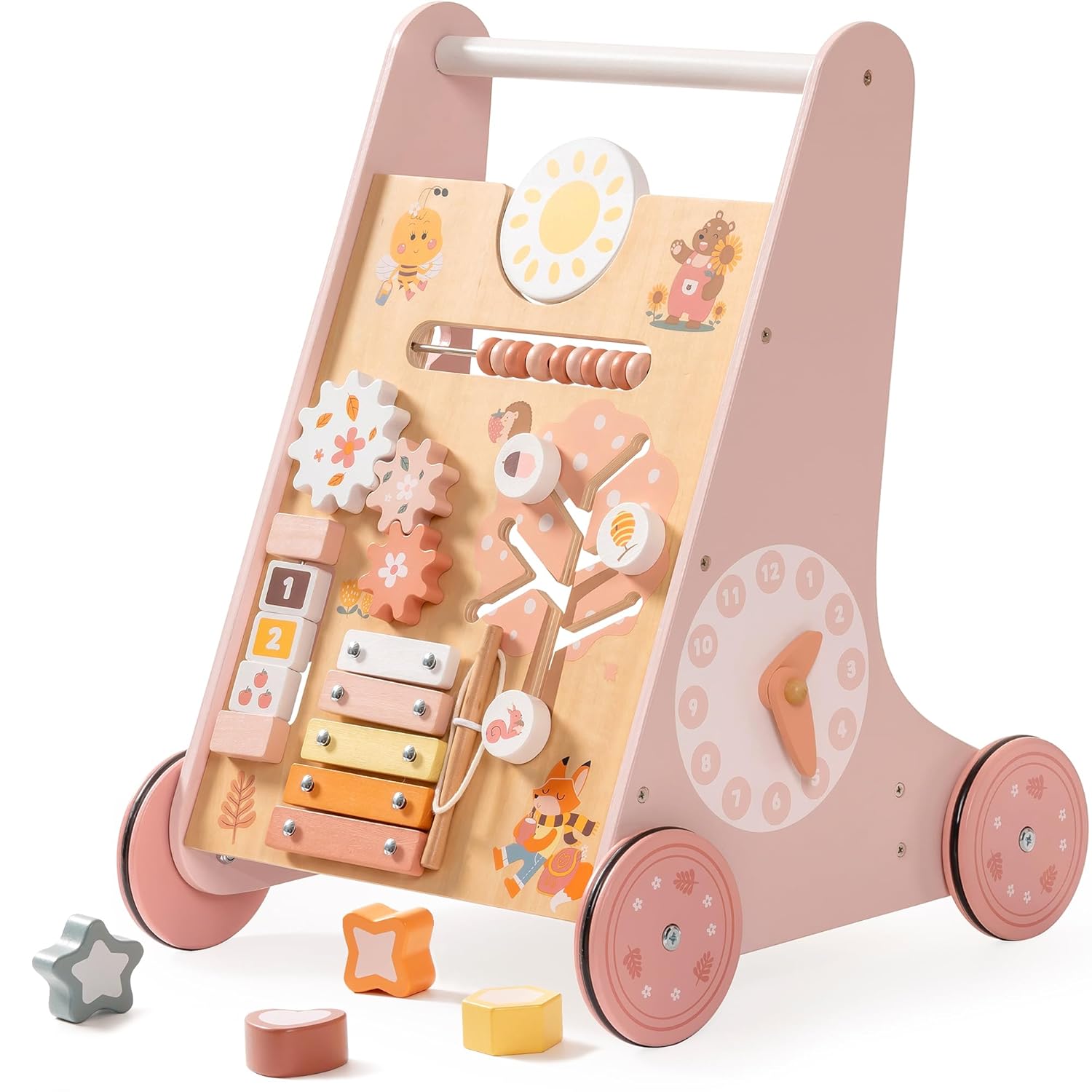 Wooden Baby Walker for Toddlers | Wooden Walker for Baby First Steps | Safe Wooden Push Walker for Kids | Baby Wooden Walking Walker Toy | Stable Wooden Baby Walker Pakistan | Indoor Outdoor Wooden Walker for Boys & Girls