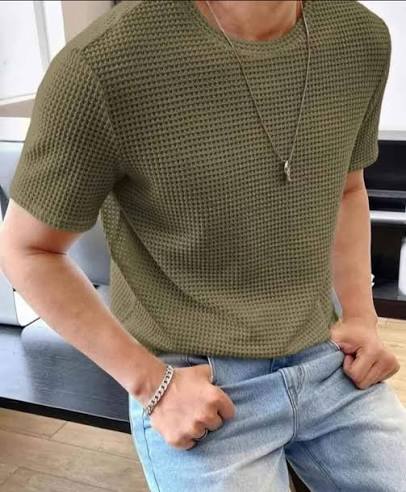Waffle Knit Texture T-Shirt For Men and Boys