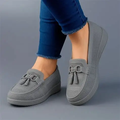 Nylon Wedge Rubber Loafers Casual Plastic Shoes