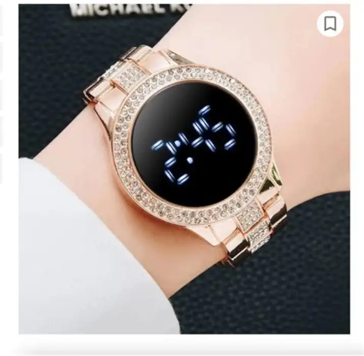 Watch for Girls Diamond Touch Screen LED Watch for Ladies –Jewellery For Girls Style in Stainless Steel Chain Digital Wristwatch for Women's – Stylish Fashion Watch For Girls With Bracelet in Silver Stone Round & Square Dial Shape For Gift