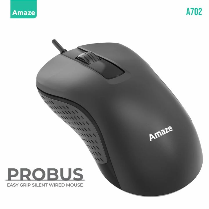 Amaze A702 Probus Silent Click Wired Mouse for Home and Office use