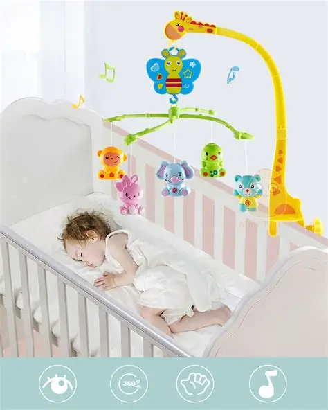 Newborn Baby Musical Crib Toys Attachment Cot Mobile With Hanging Rotating Toys